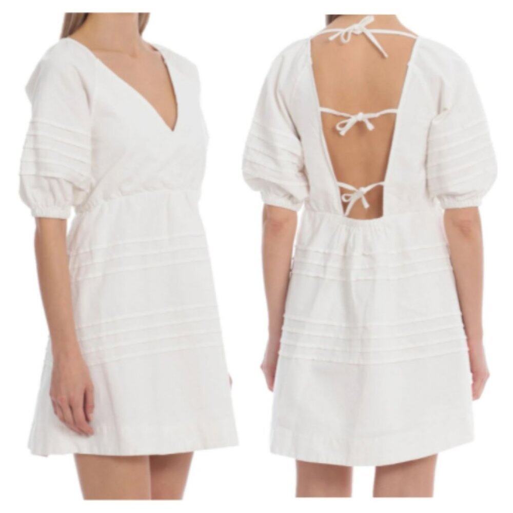 7 For all Mankind White Open Tie Back Babydoll Dress